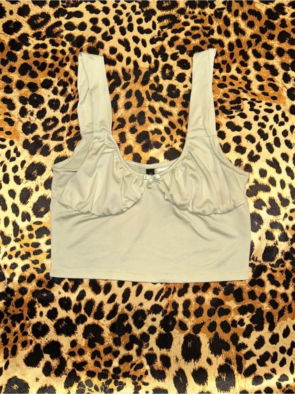 H&M Mint Green Cropped Tank Top with Bow Detail